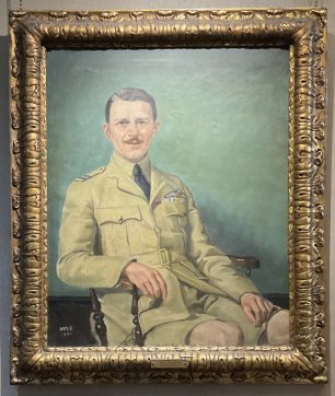 The portrait of F/Lt. Jenkins by Cuthbert Orde on display at the RAF Club, Piccadilly.  | 28/2/2024 Linda Duffield