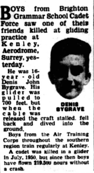 Cadet Denis John Bygrave | News Chronicle 30/8/1952