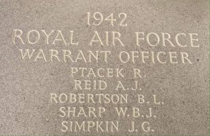 W/O Rudolf Ptacek remembered on the Runnymede Memorial. | Jane Collman Williams