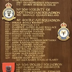 F/O Hokan is remembered on the reredos at St. George's RAF Chapel of Remembrance, Biggin Hill. | Linda Duffield
