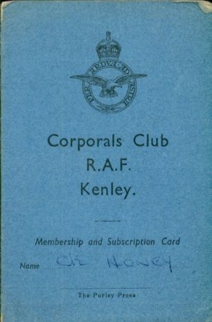 Cpl. Honey's Corporals' Club Card.  | Patrick Honey