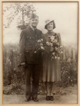Warrant Officer Edward George Alford on his wedding day to Evelyn Davies, Spring 1940.  | ©️Frances Elizabeth Alford