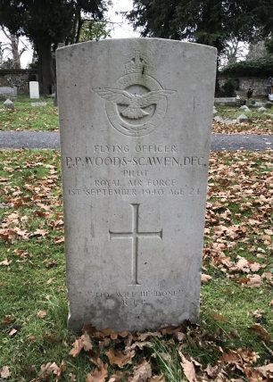 Flying Officer Patrick Woods-Scawen's grave in Caterham cemetery, November 2021.  | Linda Duffield