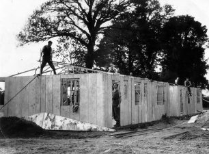 After he was demobbed, Arthur (seen here in the doorway) was engaged in the construction of prefab houses.  | Martyn J. Wheeldon