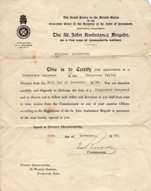 Wallace Lidbetter's certificate from The St. John's Ambulance Brigade.  | Jan Murphy