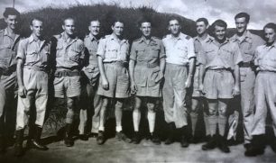 Pilots of 615 Squadron. Left to right: F/O M. Paine RAAF (killed 10/8/44) W/O A. A. Payne, F/O Roy Laycock, F/O M. S. Fulford RAAF, F/Lt. G. Falconer, S/Ldr. D. W. McCormack DFC (killed 10/8/44) F/Lt. K. Gannon, W/O A. Chapple RAAF (killed 10/8/44),  P/O P. Whitman, F/Sgt. H. B. Chatfield, W/O J. E. Payne.  | RAF Fighter Pilots Over Burma - Norman Franks