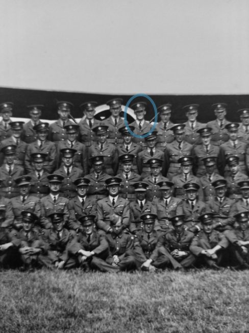 A smiling LAC Albert Edward Hart (circled) standing in front of a 615 Squadron Gloster Gladiator this detail from the centre of the large Squadron photo.  | Samantha Furmanis